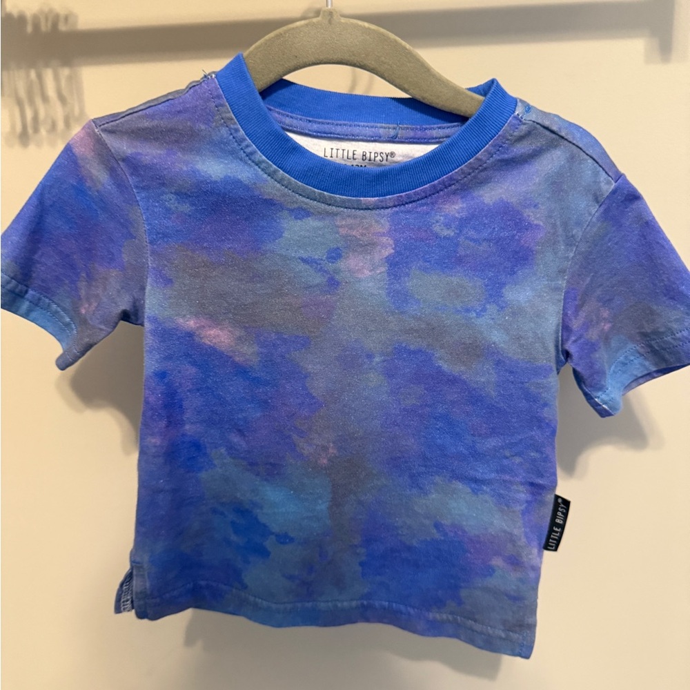 EUC Little Bipsy Watercolor Tee | Blue, Size 6-12m